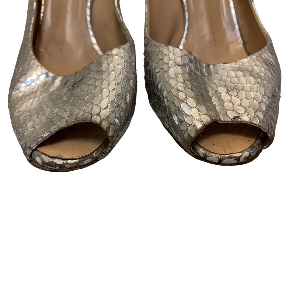 Giuseppe Zanotti Silver Python Embossed Peep Toe - image 5